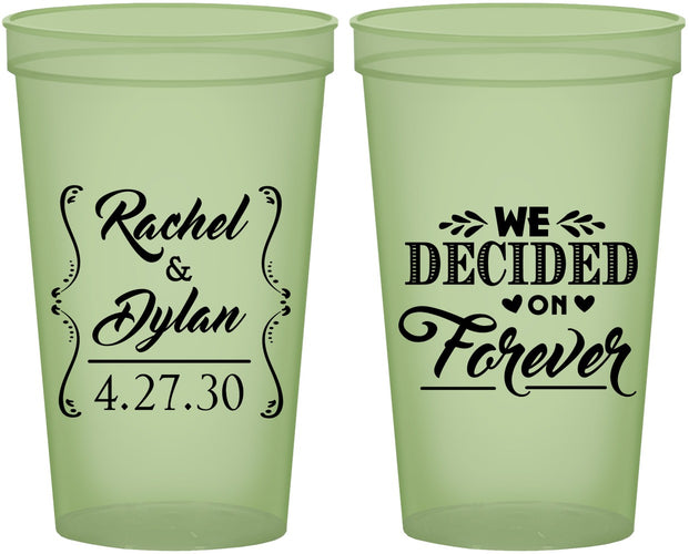 Custom Wedding 22 oz Glow In The Dark Cups - We Decided On Forever | 386