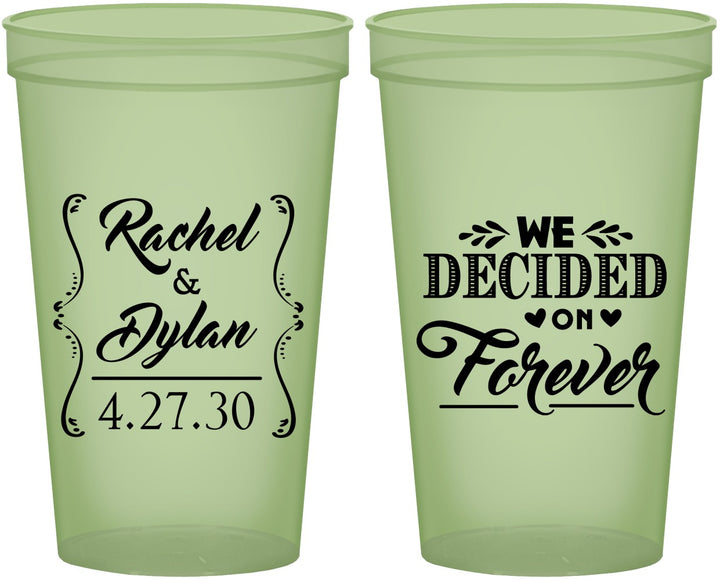 Custom Wedding 22 oz Glow In The Dark Cups - We Decided On Forever | 386