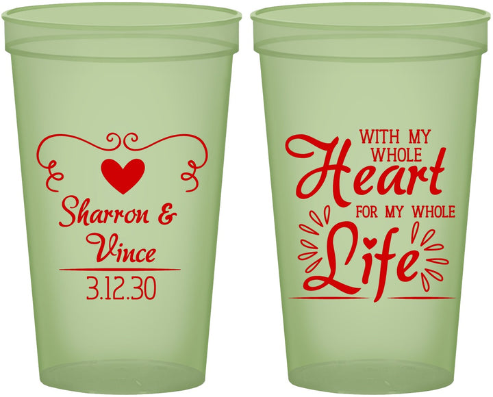 Custom Wedding 22 oz Glow In The Dark Cups - Heart Life | 387