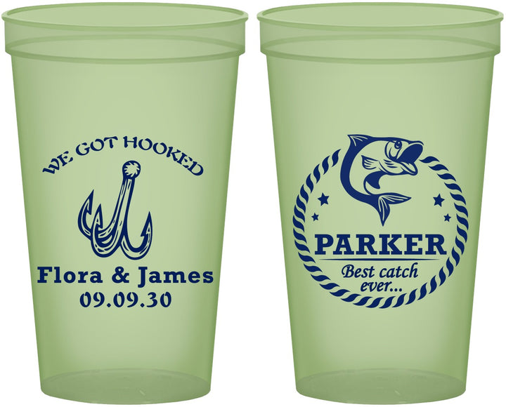Custom Wedding 22 oz Glow In The Dark Cups - We Got Hooked Fish | 392