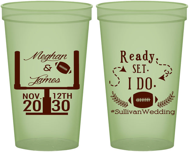 Custom Wedding 22 oz Glow In The Dark Cups - Football | 394