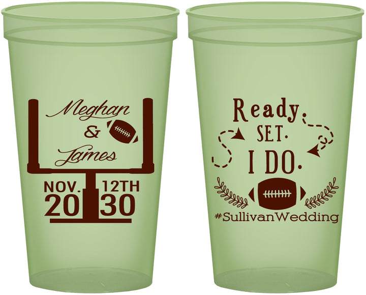 Custom Wedding 22 oz Glow In The Dark Cups - Football | 394