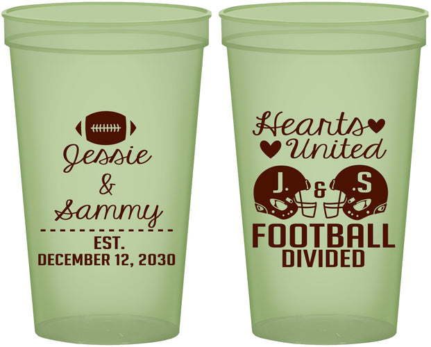 Custom Wedding 22 oz Glow In The Dark Cups - Hearts United Football | 395