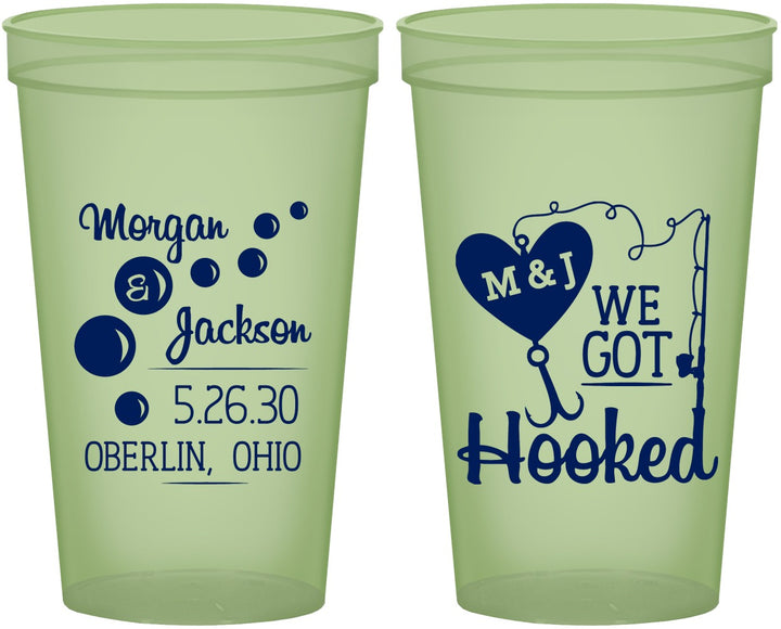 Custom Wedding 22 oz Glow In The Dark Cups - We Got Hooked Fish | 396