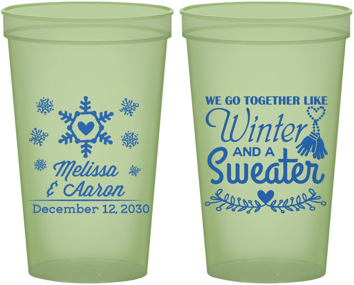 Custom Wedding 22 oz Glow In The Dark Cups - Christmas Winter | 399