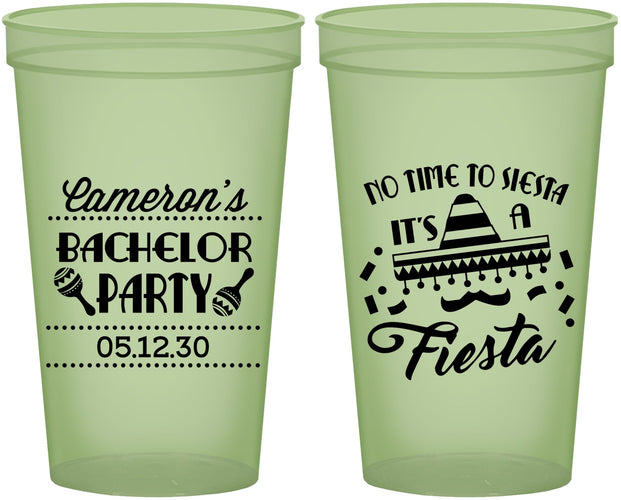Custom Bachelor Party 22 oz Glow In The Dark Cups - Siesta Fiesta Mexican | 40000