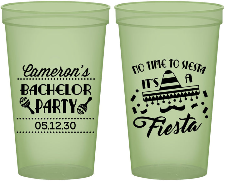 Custom Bachelor Party 22 oz Glow In The Dark Cups - Siesta Fiesta Mexican | 40000