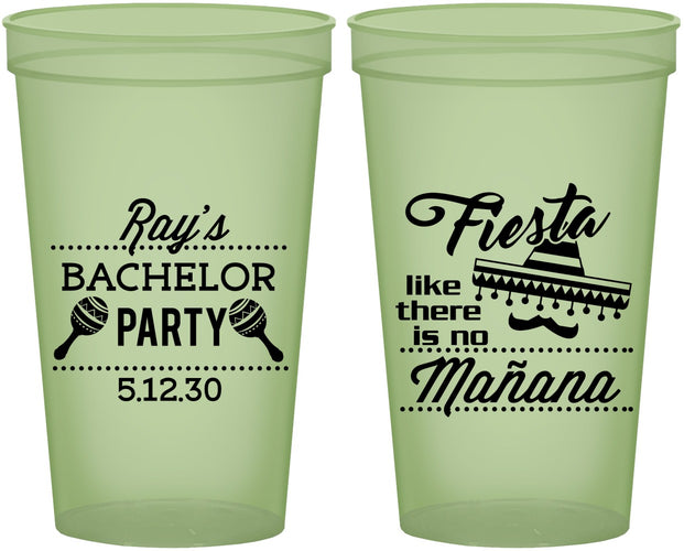 Custom Bachelor Party 22 oz Glow In The Dark Cups - Fiesta No Manana | 40002