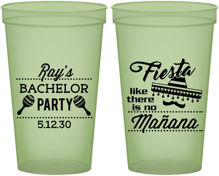 Custom Bachelor Party 22 oz Glow In The Dark Cups - Fiesta No Manana | 40002