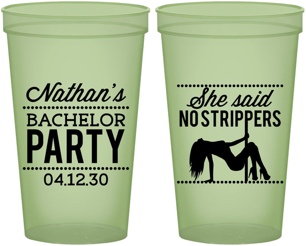 Custom Bachelor Party 22 oz Glow In The Dark Cups - Strip Club | 40008
