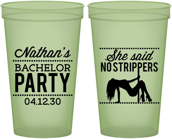 Custom Bachelor Party 22 oz Glow In The Dark Cups - Strip Club | 40008