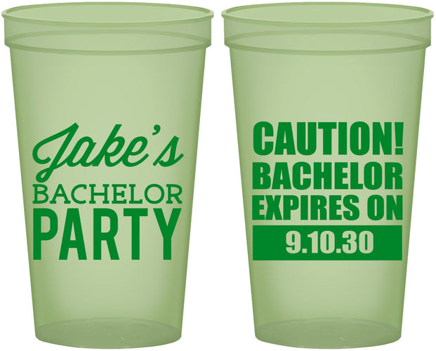 Custom Bachelor Party 22 oz Glow In The Dark Cups - Caution Expires On | 40009