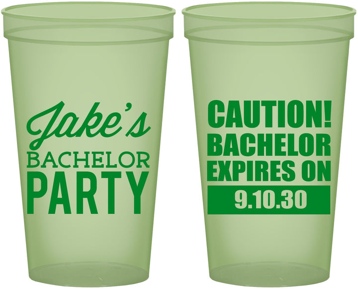 Custom Bachelor Party 22 oz Glow In The Dark Cups - Caution Expires On | 40009
