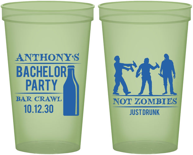 Custom Bachelor Party 22 oz Glow In The Dark Cups - Bar Crawl | 40010