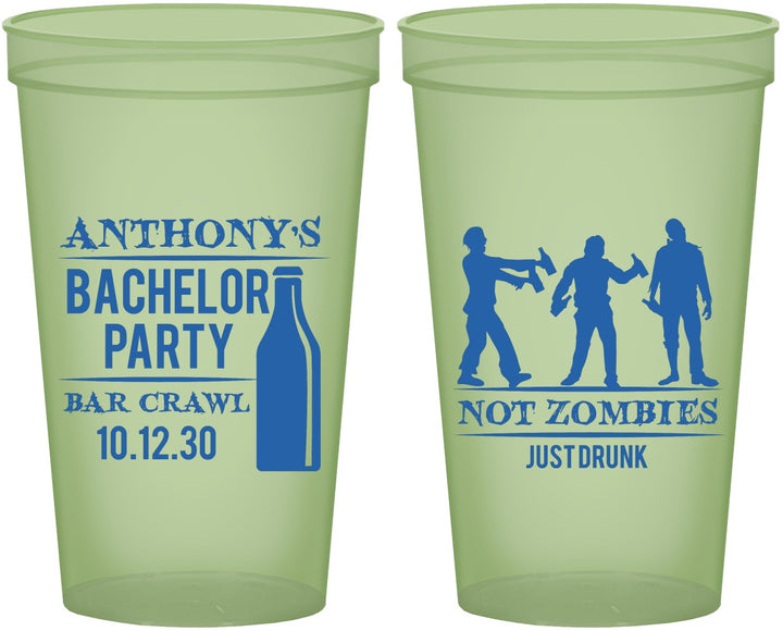 Custom Bachelor Party 22 oz Glow In The Dark Cups - Bar Crawl | 40010