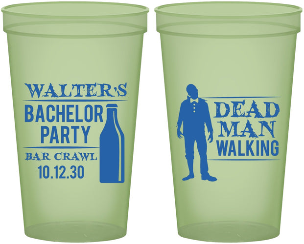 Custom Bachelor Party 22 oz Glow In The Dark Cups - Dead Man Walking | 40011