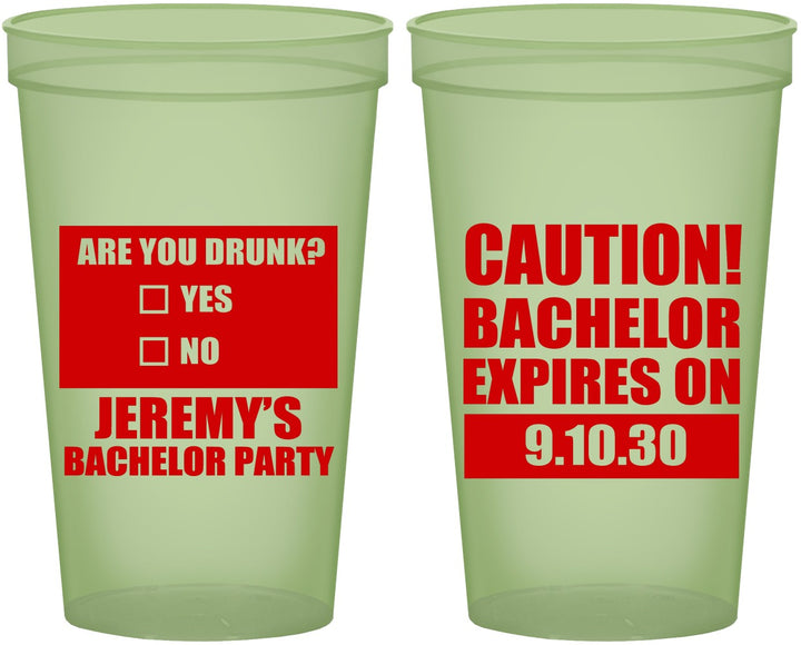 Custom Bachelor Party 22 oz Glow In The Dark Cups - Caution Expires On | 40012