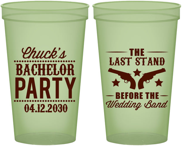 Custom Bachelor Party 22 oz Glow In The Dark Cups - Last Stand Wedding Bands | 40015