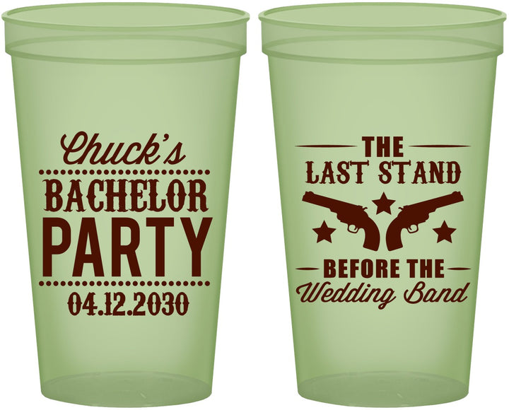Custom Bachelor Party 22 oz Glow In The Dark Cups - Last Stand Wedding Bands | 40015
