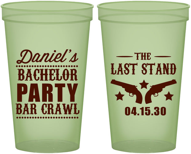 Custom Bachelor Party 22 oz Glow In The Dark Cups - The Last Stand | 40016