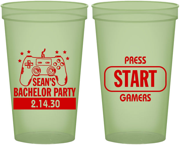 Custom Bachelor Party 22 oz Glow In The Dark Cups - Video Games | 40018