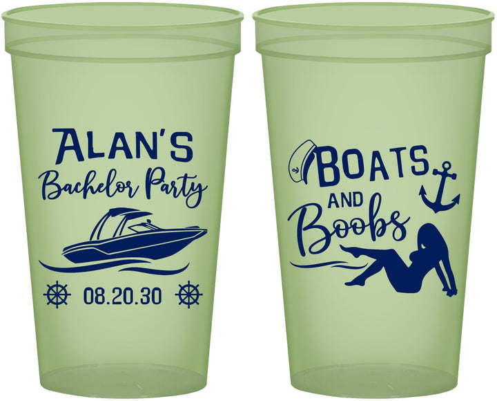 Custom Bachelor Party 22 oz Glow In The Dark Cups - Nautical Boats | 40021