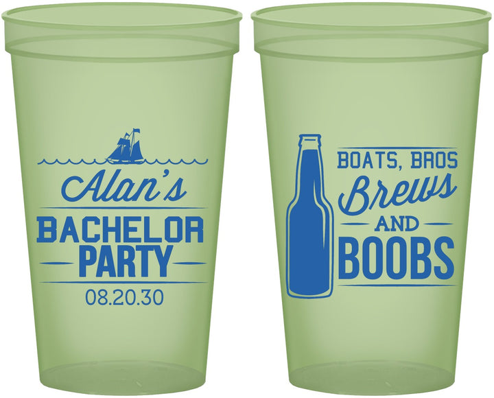 Custom Bachelor Party 22 oz Glow In The Dark Cups - Brews And Boobs | 40022