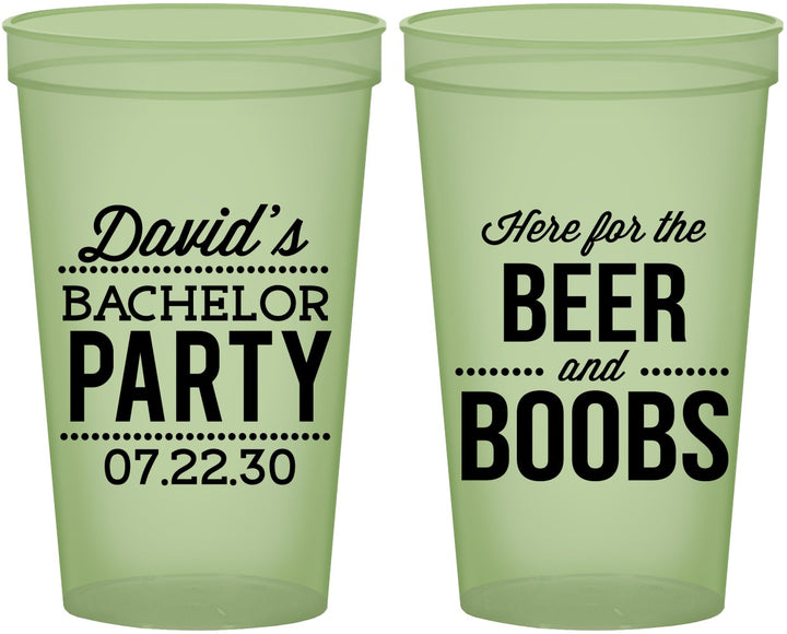 Custom Bachelor Party 22 oz Glow In The Dark Cups - Beer And Boobs | 40027
