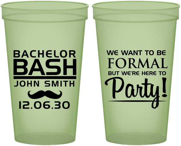 Custom Bachelor Party 22 oz Glow In The Dark Cups - Formal | 40030