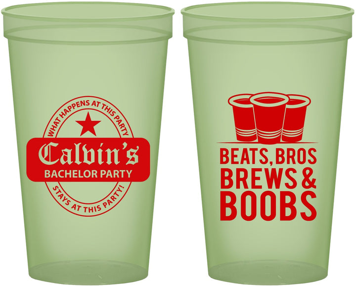 Custom Bachelor Party 22 oz Glow In The Dark Cups - Brews And Boobs | 40031