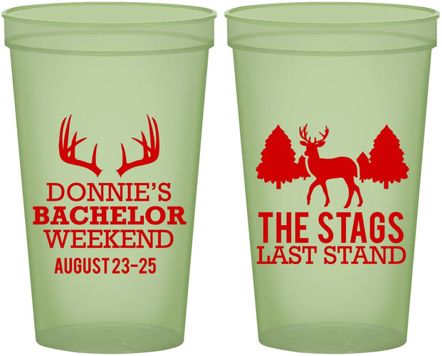 Custom Bachelor Party 22 oz Glow In The Dark Cups - Stags Last Stand | 40033