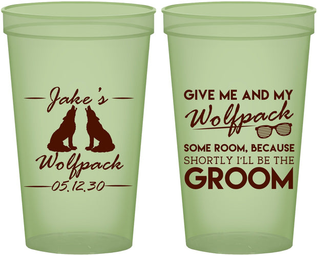 Custom Bachelor Party 22 oz Glow In The Dark Cups - Wolfpack | 40036