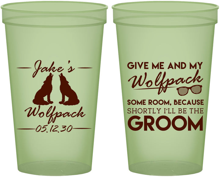 Custom Bachelor Party 22 oz Glow In The Dark Cups - Wolfpack | 40036