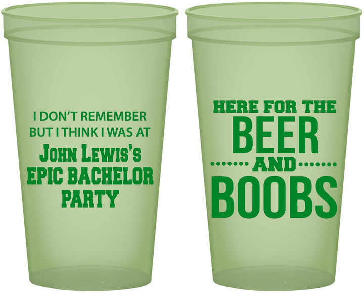 Custom Bachelor Party 22 oz Glow In The Dark Cups - Beer And Boobs | 40039