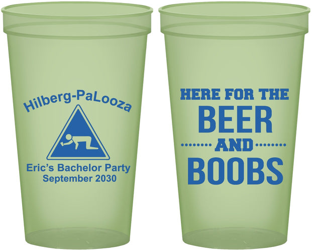 Custom Bachelor Party 22 oz Glow In The Dark Cups - Beer And Boobs | 40040