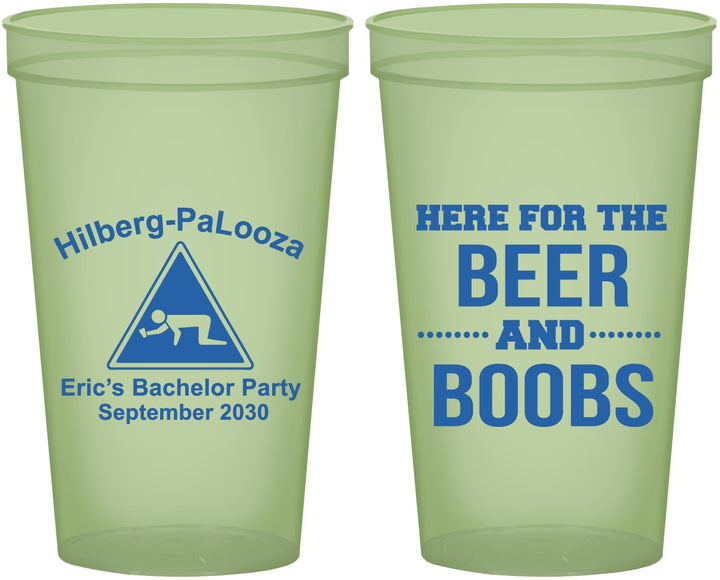Custom Bachelor Party 22 oz Glow In The Dark Cups - Beer And Boobs | 40040