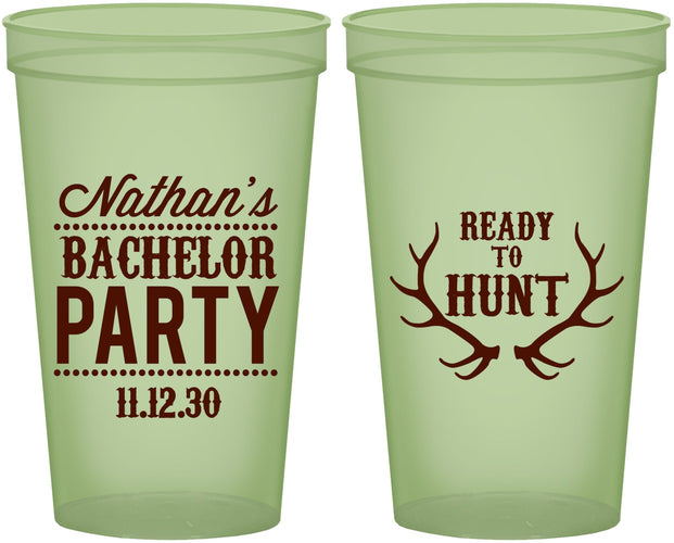 Custom Bachelor Party 22 oz Glow In The Dark Cups - Ready To Hunt | 40044