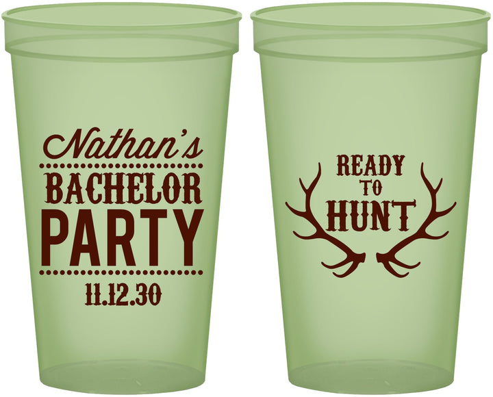 Custom Bachelor Party 22 oz Glow In The Dark Cups - Ready To Hunt | 40044