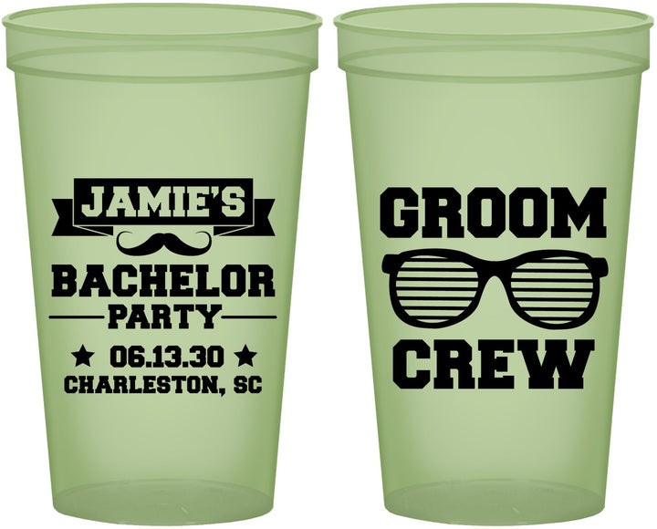 Custom Bachelor Party 22 oz Glow In The Dark Cups - Groom Crew | 40047