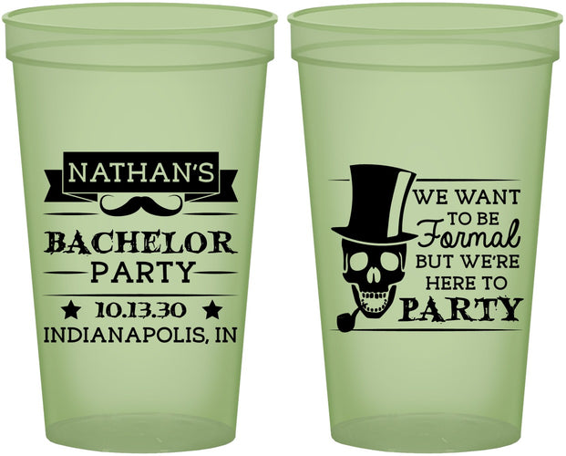 Custom Bachelor Party 22 oz Glow In The Dark Cups - Formal Skeleton | 40048