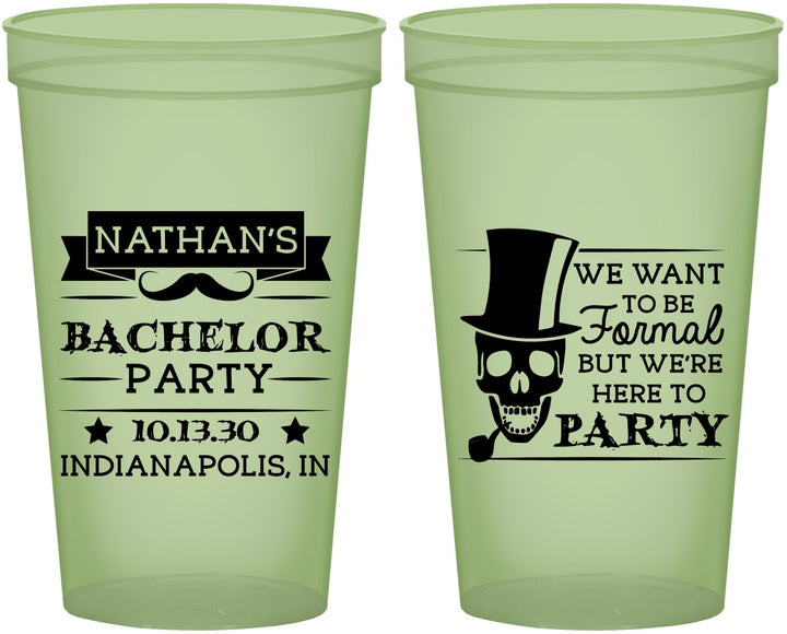 Custom Bachelor Party 22 oz Glow In The Dark Cups - Formal Skeleton | 40048