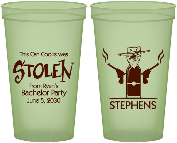 Custom Bachelor Party 22 oz Glow In The Dark Cups - Stolen | 40049