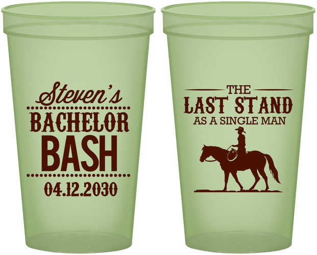 Custom Bachelor Party 22 oz Glow In The Dark Cups - The Last Stand | 40050