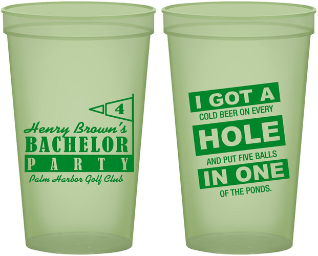 Custom Bachelor Party 22 oz Glow In The Dark Cups - Golf | 40055