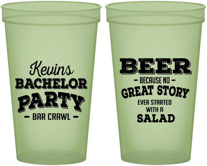 Custom Bachelor Party 22 oz Glow In The Dark Cups - Great Story | 40057