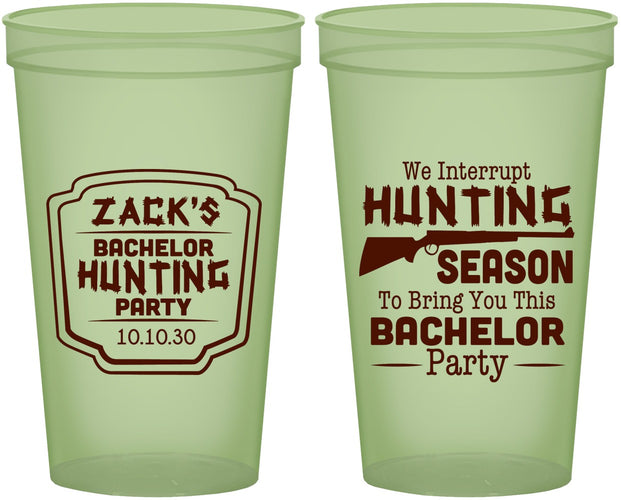 Custom Bachelor Party 22 oz Glow In The Dark Cups - Hunting Season | 40063