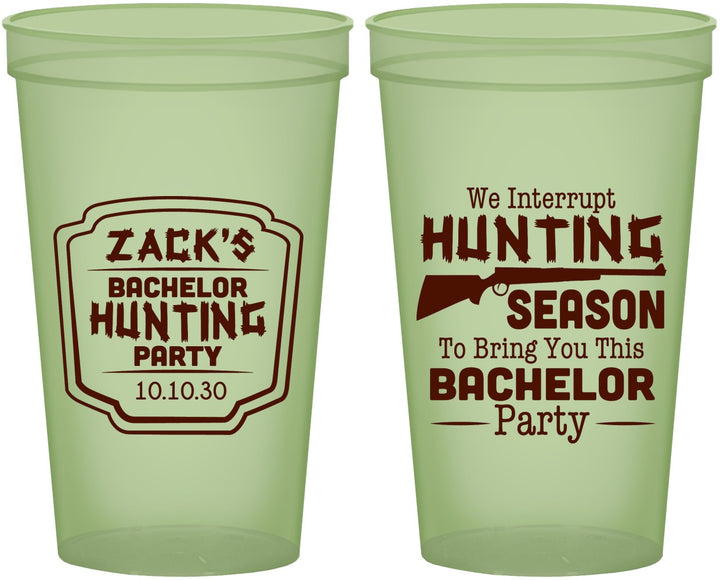 Custom Bachelor Party 22 oz Glow In The Dark Cups - Hunting Season | 40063