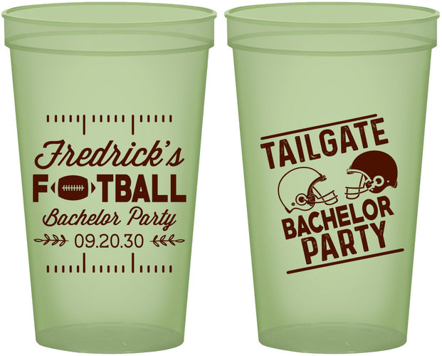 Custom Bachelor Party 22 oz Glow In The Dark Cups - Football | 40067