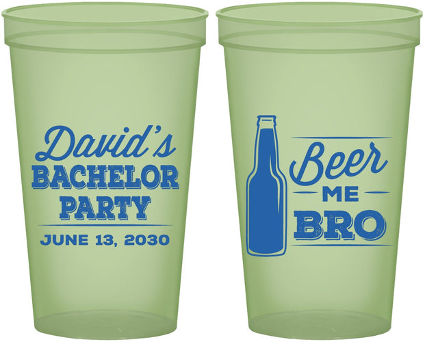 Custom Bachelor Party 22 oz Glow In The Dark Cups - Beer Me Bro | 40071