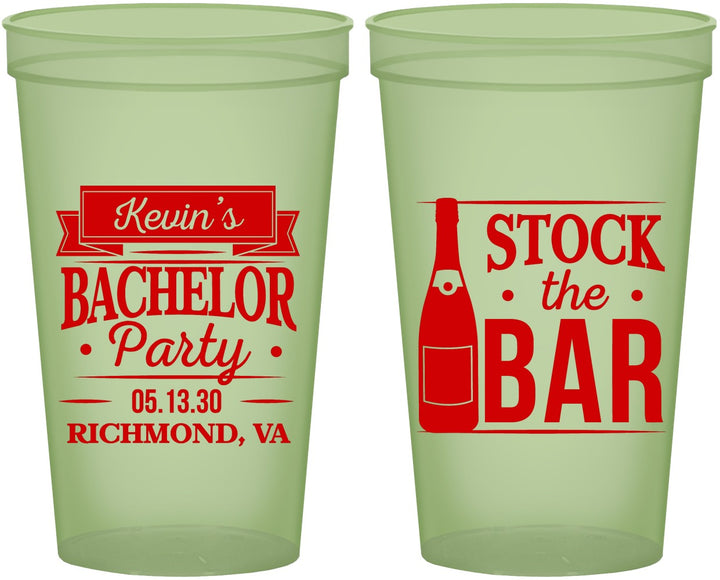 Custom Bachelor Party 22 oz Glow In The Dark Cups - Stock The Bar | 40073